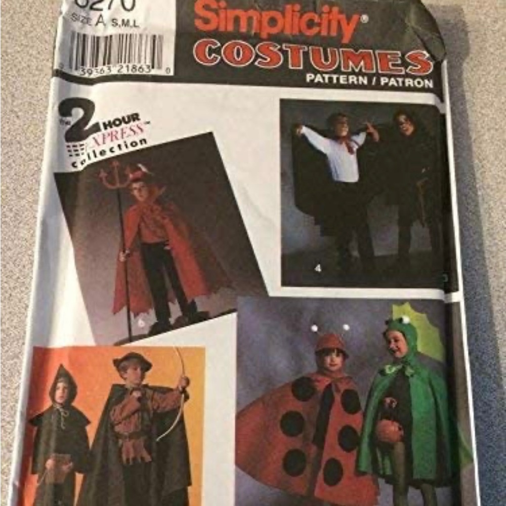 Simplicity 8270 Sewing Pattern, Child's Costumes with Cape, Robe and Headpieces